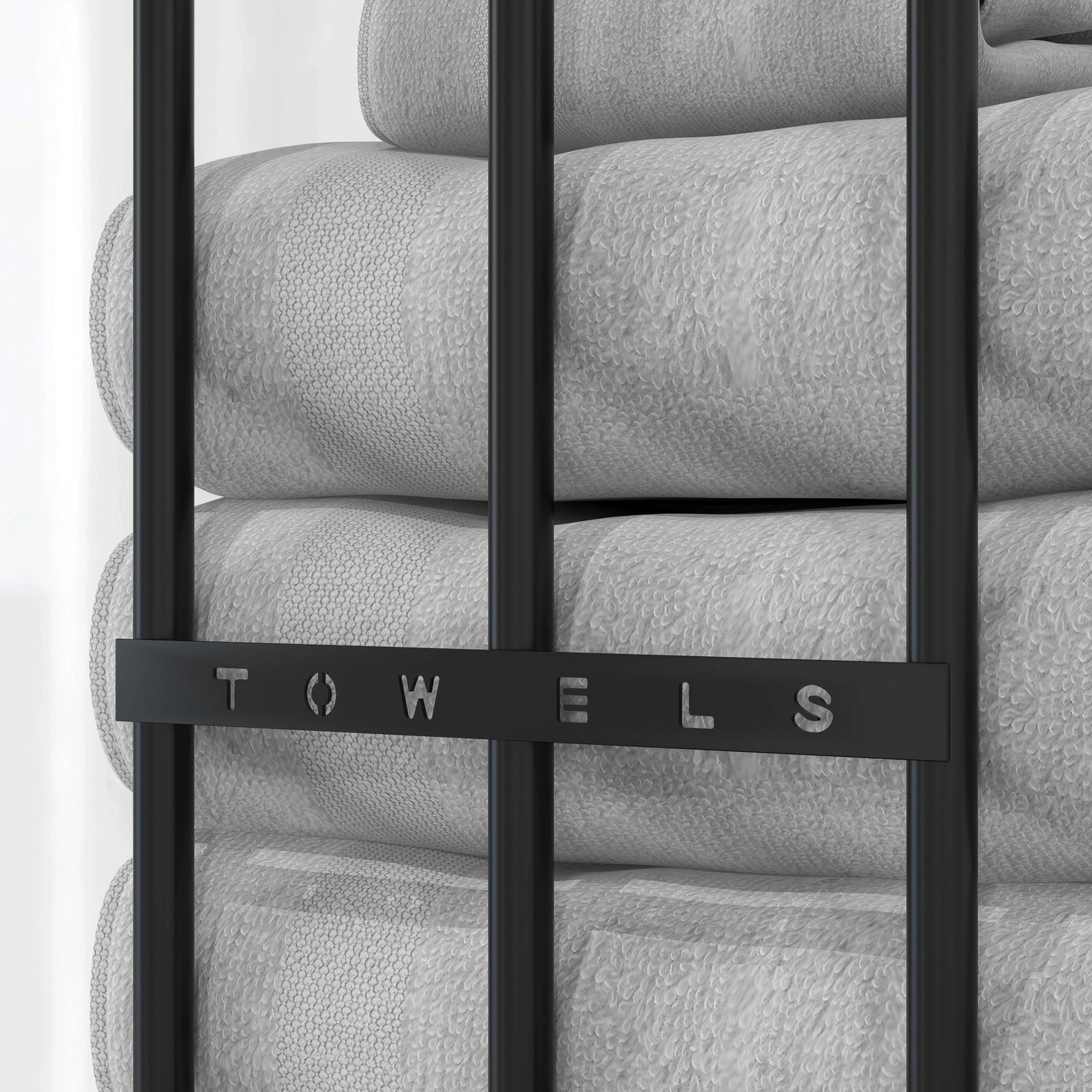 Porte serviettes mural 3 barres en métal noir - peut contenir jusqu'à 6 serviettes, dim. 21l x 12P x 74H cm