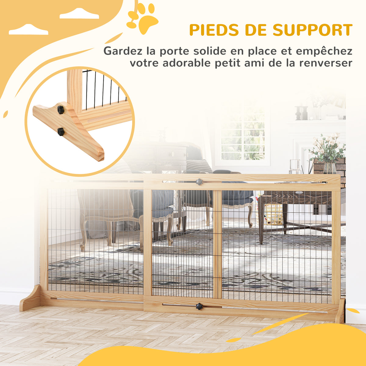 Barriera di sicurezza per cani estensibile lunghezza regolabile 104-180 x 36 x 69 cm pino legno naturale