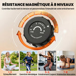 Vélo d'Appartement Pliable 4-en-1 - Ergomètre Magnétique Silencieux avec Cordes de Résistance - Sport Maison et Cardio-training avec Roulettes, Selle Confort et LCD (Max 120kg), Rose