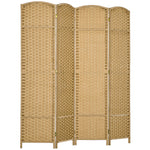 Paravent interieur en bois 4 panneaux 160 x 170 cm séparateur de pièce pliable pour salon, chambre à coucher, naturel