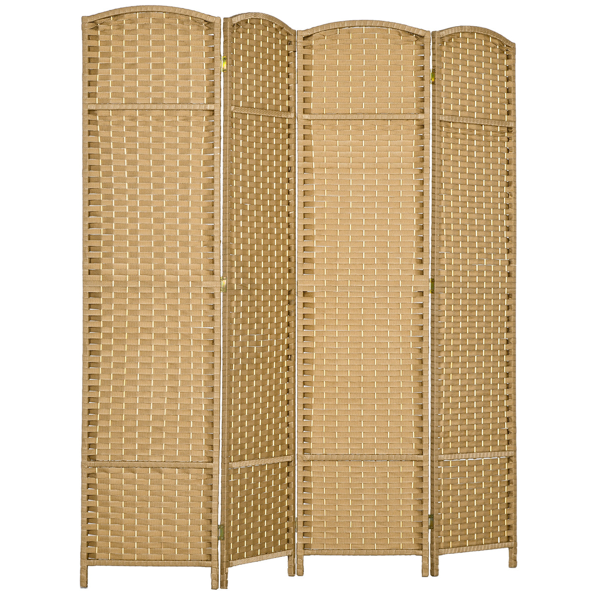 Paravent interieur en bois 4 panneaux 160 x 170 cm séparateur de pièce pliable pour salon, chambre à coucher, naturel