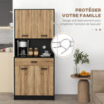 Armario de cocina tipo aparador, mueble de almacenamiento, 2 armarios, 4 puertas, 1 cajón, pasacables, 80 ancho x 40 profundo x 180 alto cm
