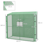 Serre de jardin adossée murale serre à tomate 2 Portes zippées enroulables, 1 fenetre, dim. 200L x 80l x 200/180H cm