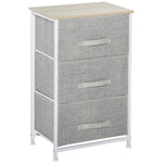 Meuble de rangement chiffonnier moderne 3 tiroirs en tissu, cadre en acier et MDF, 45 x 30 x 71 cm, gris-0