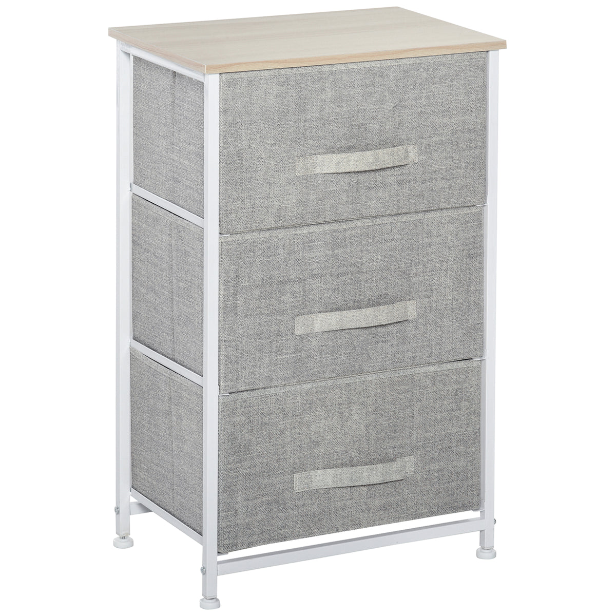 Meuble de rangement chiffonnier moderne 3 tiroirs en tissu, cadre en acier et MDF, 45 x 30 x 71 cm, gris-0
