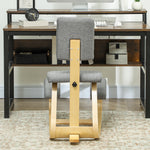 Siège assis genoux, siège ergonomique en bois à bascule avec dossier, chaise à genoux pour bureau à domicile, gris