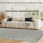 Tapis salon 200 x 140 cm poils courts lavable en machine hypoallergénique pour salon, chambre à coucher, bureau, gris