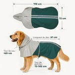 Imperméable pour Chien avec Capuche, Bandes Réfléchissantes, Ouverture pour Laisse, 110x72x0,5cm, Vert