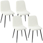 Lot de 4 chaises de salle à manger rembourrées avec dossier haut, pieds en acier et tissu effet velours, crème