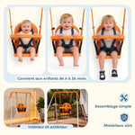 Balançoire portique pour enfants de 6 à 36 mois capacité de charge de 25 Kg en acier hauteur 122 cm orange