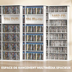 Meuble de rangement 1032 CDs / 594 DVDs, étagère multimédia, 24 compartiments et 18 étagères ajustables, blanc