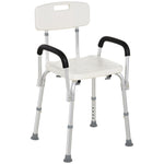 Chaise de Douche siège de Douche Ergonomique Hauteur réglable Pieds antidérapants Dossier accoudoirs Amovibles Charge Max. 136 Kg alu HDPE Blanc