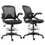 Lot de 2 fauteuils de bureau chaise de bureau assise haute réglable dim. 64L x 60l x 106-126H cm maille respirante noir