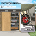 Abri de Jardin en Métal 3 m² Facile à Monter, Cabane de Jardin Structure en Acier Galvanisé Améliorée, Chêne