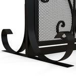 Grille de protection pour cheminée panneau unique en maille d'acier 105 x 40 x 80,5 cm noir