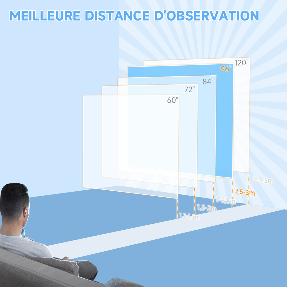 Schermo per proiezione motorizzato da 96 pollici, 1:1 4K HD, fissaggio a parete o a soffitto con telecomando, 195L x 8l x 182H cm