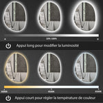 Miroir salle de bain avec éclairage LED 80 x 60 cm, miroir lumineux mural avec antibuée, mémoire, IP44, argenté
