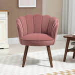 Fauteuil Coquillage Fauteuil de Salon Chambre avec Dossier et Coussin Aspect Velours Pieds en Bois hévéa 66L x