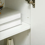 Buffet, meuble de rangement avec 2 portes, 3 tiroirs et pieds en bois massif, style moderne, 90 x 32 x 80 cm, blanc