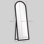 Miroir de sol arqué pleine longueur miroir sur pied cadre en effet imitation pierre pour salon chambre 53x163cm marron