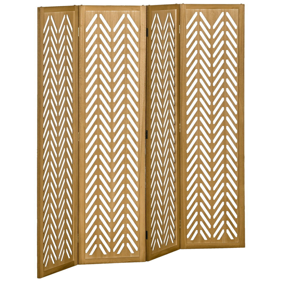 Paravent en bois ajouré séparateur de pièce closion intérieur pliable 4 panneaux en bois 160 x 170 cm naturel