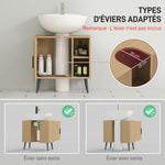 Meuble sous lavabo salle de bain avec porte à fermeture progressive et étagère réglable, 60 x 30 x 59,5 cm, chêne