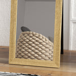 Miroir sur pied mural ou à poser rectangulaire avec cadre en bois pour salon chambre à coucher 37 x 155 cm marron clair