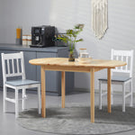 Table de salle à manger pliante ovale en bois massif 2 abattants peu encombrante 140L x 70l x 75H cm