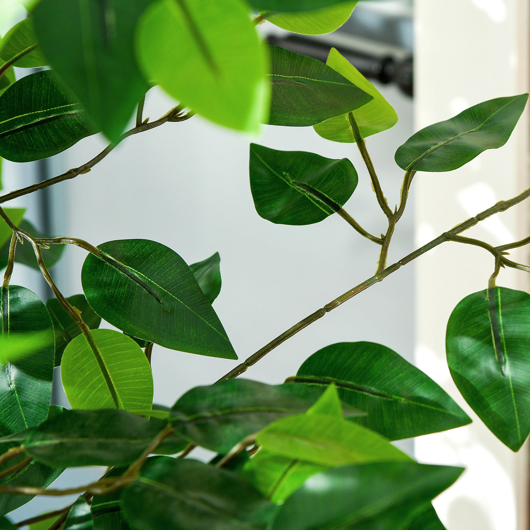 Lot de 2 plantes artificielles ficus hauteur 1,50 m tronc branches liane lichen feuilles grand réalisme pot inclus vert