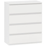 Commode 4 tiroirs, meuble de rangement épuré pour chambre, intérieur, 80 x 39 x 95 cm panneau de particules blanc