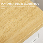 Desserte de cuisine à roulettes multi-rangements 1 tiroir 1 placard 1 portes-torchons blanc et plateau en bois