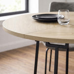 Tavolo da pranzo rotondo per 4-6 persone, Ø 120 x 75 cm, tavolo da cucina con base conica in metallo, legno naturale