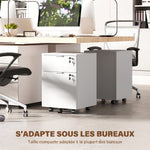 Caisson de bureau, meuble de rangement 2 tiroirs 2 barres pour dossier suspendu, verrouillable avec 2 clés 42x40x60 cm