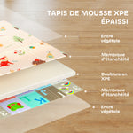 Tapis de jeu pour bébé pliable et réversible, tapis de sol en mousse épais, 180 x 150 x 1 cm, multicolore