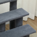 Escalier pour animaux de compagnie avec 4 marches revêtement effet laine bouclée 61 x 41 x 60 cm gris
