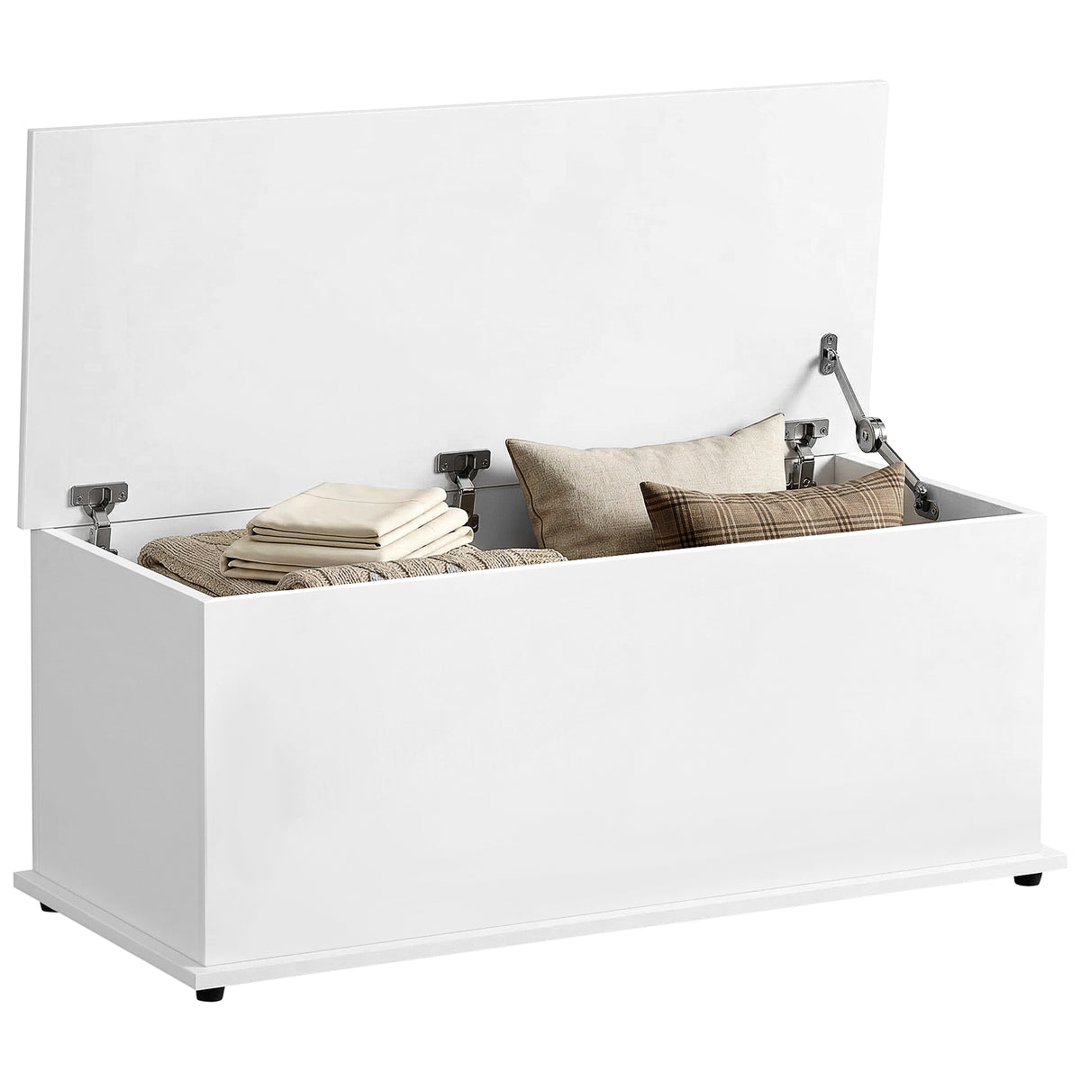 Storage chest, storage bench with flip-top lid and safety hinges, shoe bench, entryway furniture, hallway, bedroom, living room, 100 x 40 x 40 cm, white