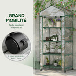 Serre de jardin avec étagères 4 niveaux, serre de balcon, bâche renforcée, châssis en acier, porte zippée, pour légumes plantes fleurs, intérieur et extérieur, 69 x 50 x 165 cm, transparent