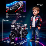 Elektromotorrad für Kinder 6 V, Elektroauto für Kinder mit Stützrädern, Musik, Lichteffekten, schwarz
