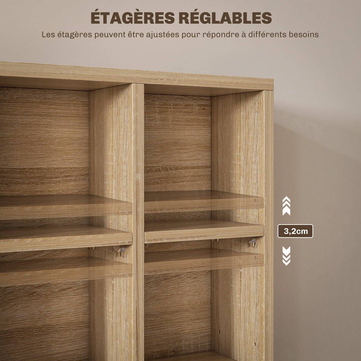 Meuble de rangement multimédia 456 CD/ 336 DVD - bibliothèque en bois avec étagères réglables 89 x 130,5 cm bois naturel