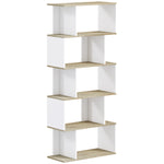 Bibliothèque style scandinave meuble de rangement 5 étagères anti-basculement Charge 25 kg aspect bois & Blanc