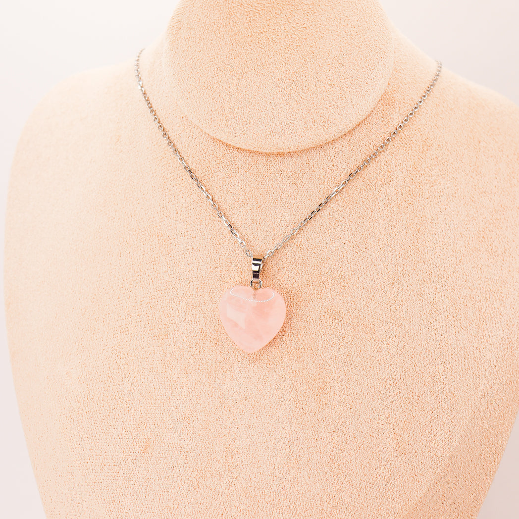 Pendentif | Coeur en Quartz Rose