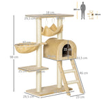 Krabpaal krabmeubel stabiele klimboom met meerdere niveaus activiteitencentrum hoogte 98 cm beige
