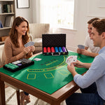 Poker-Koffer 500 Jetons 5 Werte, 2 Kartendecks, Spielmatte, Dealer-Button, Blind, Alu, 31x17x11,5 cm, Schwarz