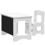 Bureau et Chaise pour Enfant avec Plateau Réversible Tableau Noir, 3 à 6 Ans, Blanc