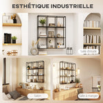 Étagère Murale Industrielle 9 Compartiments, Étagère Modulaire en Métal pour Objets de Collection, 87,5x18x100cm Noir