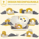 Parcours motricité bébé blocs mousse éducatifs modulables 7 pièces housse lavable en velours base antidérapante jaune