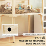 Cage hamster habitats pour rongeur bois toit ouvrable 7 plateformes 2 balançoires 110x52x101cm effet bois naturel