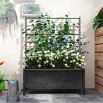 Jardinière surélevée pour le jardin avec treillis, acier galvanisée avec motif en losange, 90 x 40 x 120 cm, noir-6