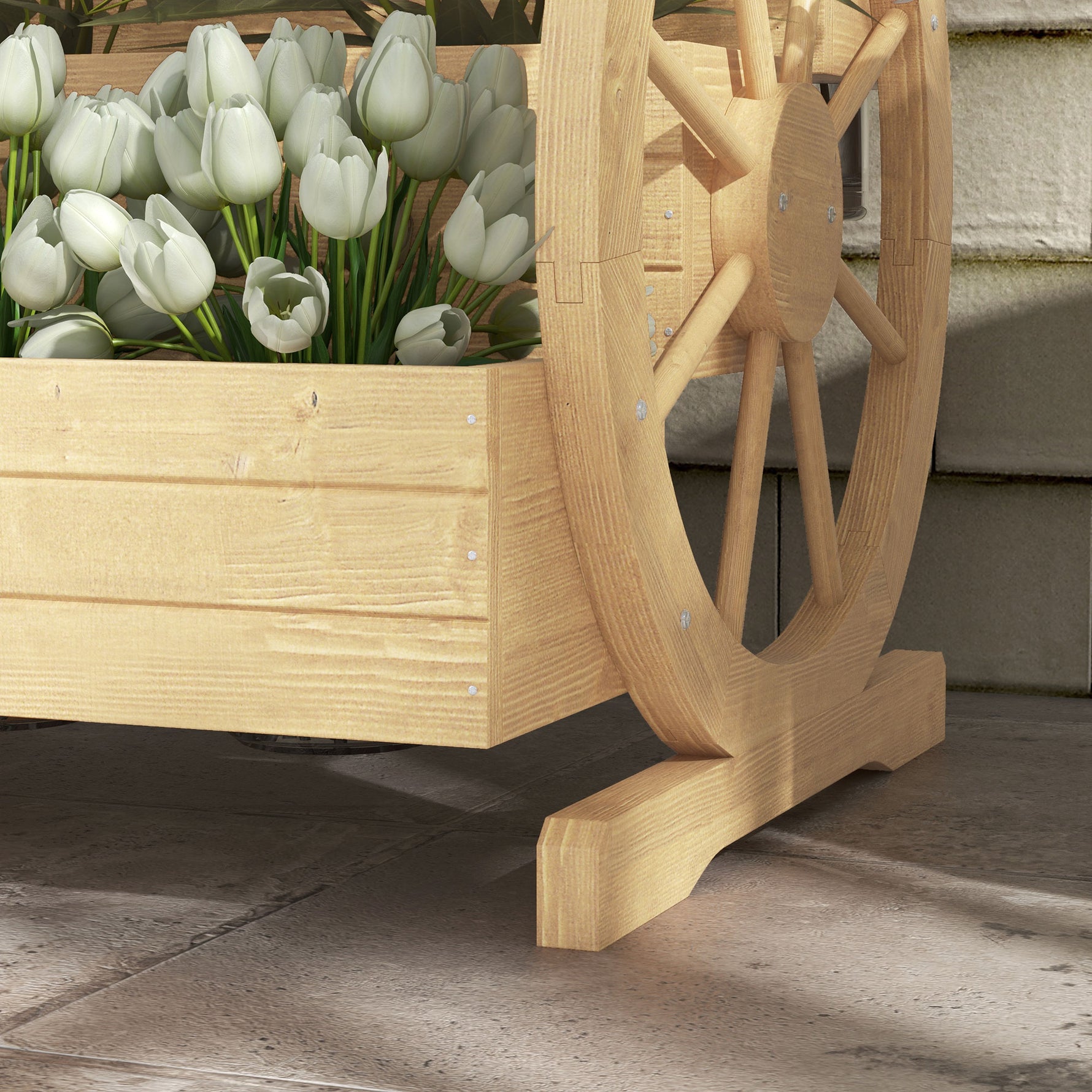 Jardinière sur Pieds carré Potager 3 étages avec 2 roues Charrette Bois Sapin, dim. 62L x 61l x 57H cm