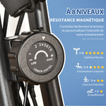 Vélo d'Appartement Pliable 4-en-1 - Ergomètre Magnétique Silencieux avec Cordes de Résistance - Sport Maison et Cardio-training avec Roulettes, Selle Confort et LCD (Max 120kg), Noir